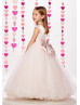 Pearl Embellished Satin Tulle Floor Length Wedding Flower Girl Dress